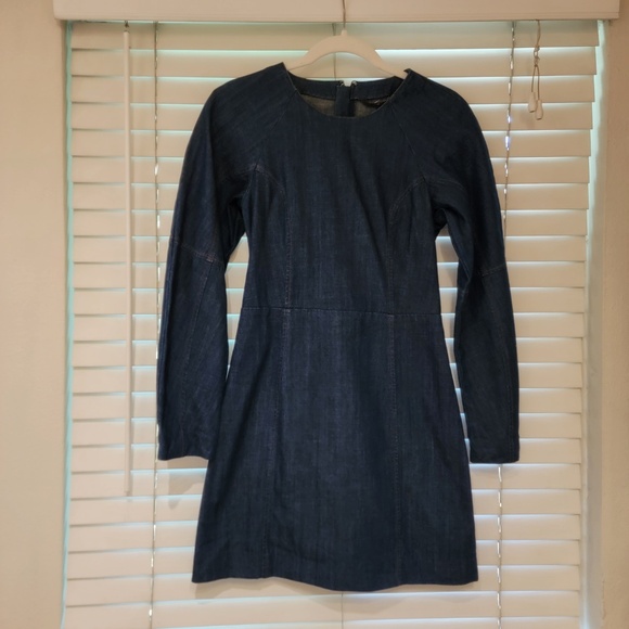 Banana Republic Countered Denim Mini Dress Size 4 Blue Dark 596458 NWOT NEW $110 - Picture 2 of 7